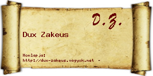 Dux Zakeus névjegykártya